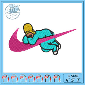 Funny Cartoon Style Nike Logo Embroidery Design