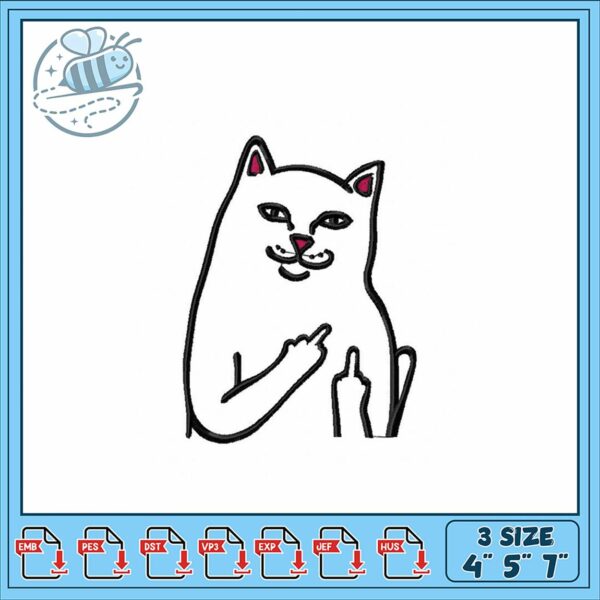 Funny Cat Embroidery Design for Creative Projects