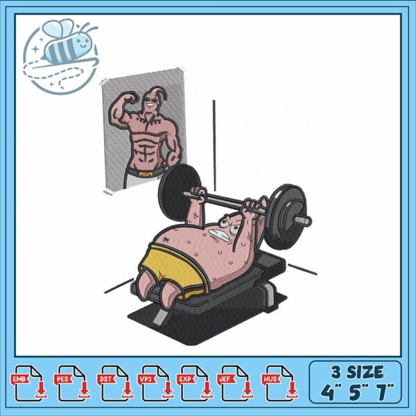 Funny Embroidery Design of Gym Workout Humor