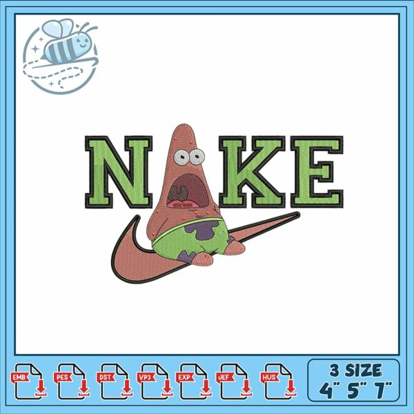 Funny Patrick Star Embroidery Design for Kids Apparel