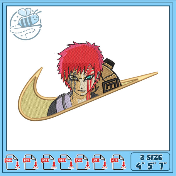 Gaara Naruto Embroidery Design 4x5x7 Inch