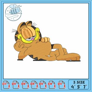 Garfield lying embroidery