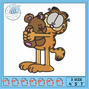 Garfield with teddy embroidery Garfield with teddy embroidery