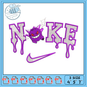 Gengar Nike Embroidery Design 4×7 Inch