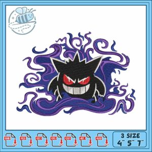 Gengar pokemon design embroidery