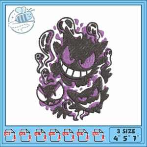 Gengar pokemon evolution embroidery