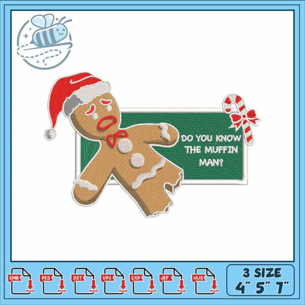 Gingerbread Man Christmas Embroidery Design Set