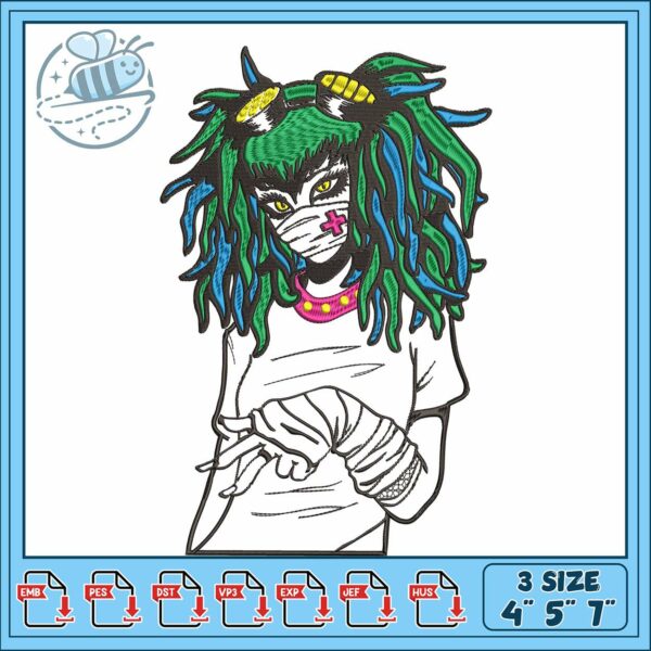 Girl with green hair art embroidery, stylelife​ embroidery