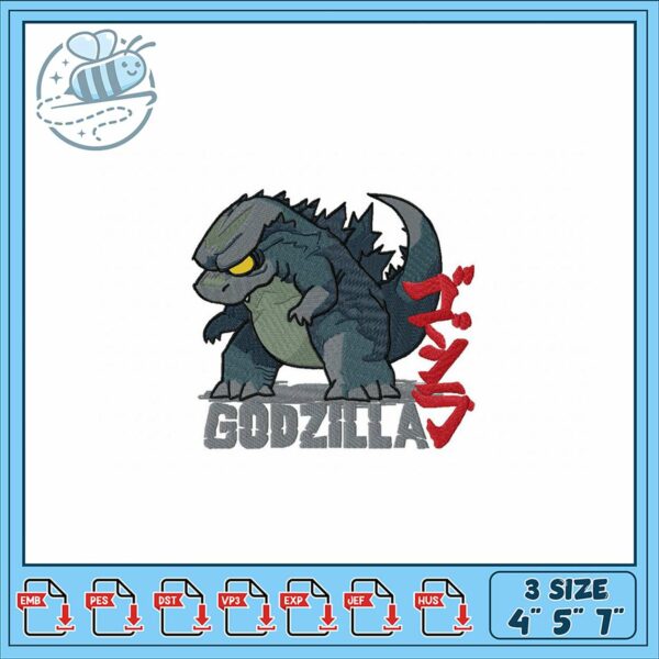 Godzilla Embroidery Design for Creative Projects