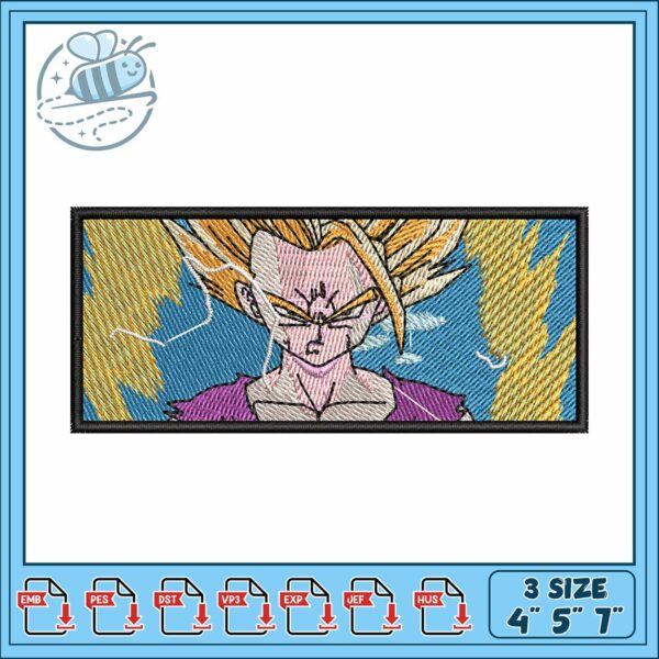 Gohan ssj design embroidery, dragon ball z future gohan​ embroidery