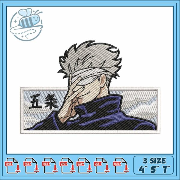 Gojo white design embroidery, jujutsu kaisen gojo figure​​ embroidery (2)