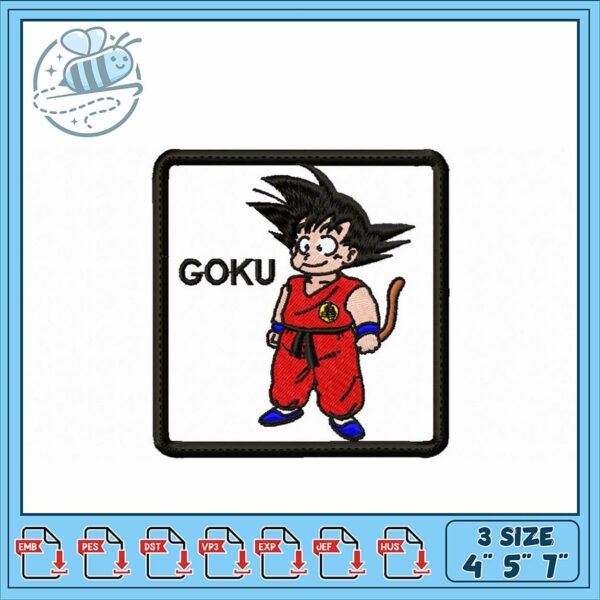 Goku Embroidery Design for Creative Projects 4x5x7