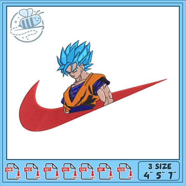 Goku Nike Embroidery Design