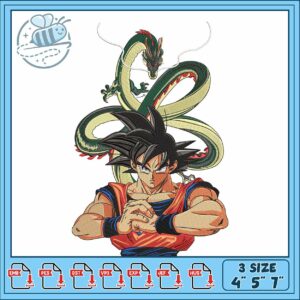 Goku and shenron embroidery