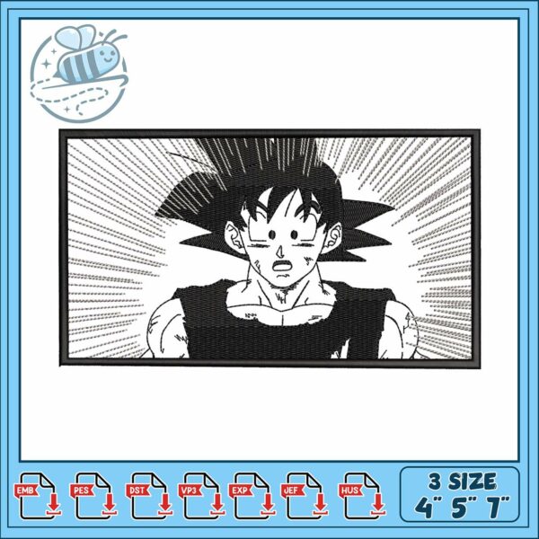 Goku art design embroidery, goku super saiyan​​​ embroidery