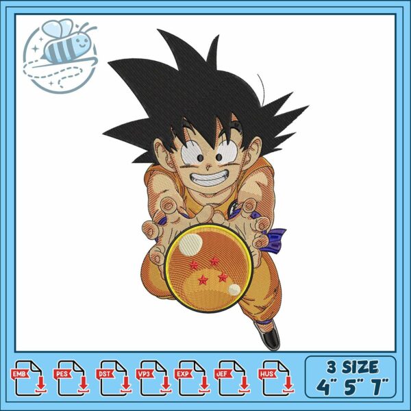 Goku ball dragon art embroidery, dragon ball goku​ embroidery