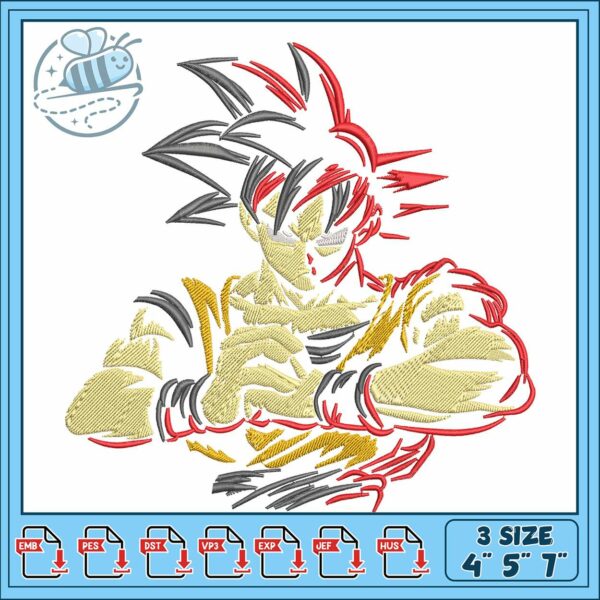 Goku drawing embroidery, dragon ball super goku​​ embroidery