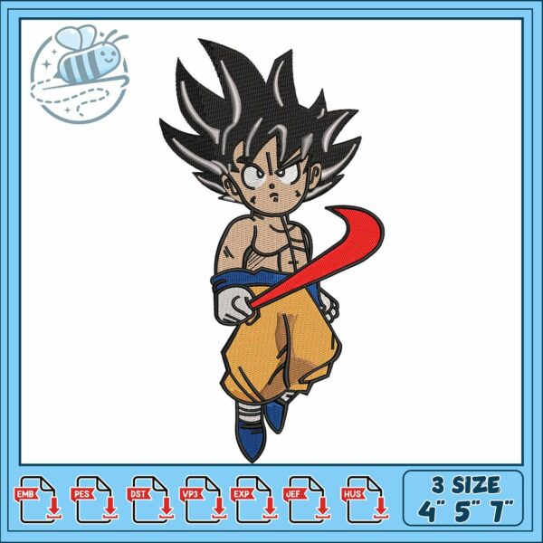 Goku nike logo design embroidery, goku action figure​ embroidery