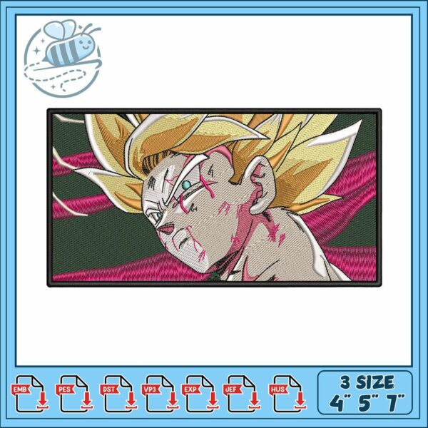 Goku ssj design art face embroidery, ssj goku​ embroidery