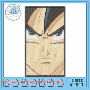 Goku vertical face art embroidery