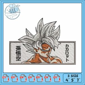 Goku white face art embroidery