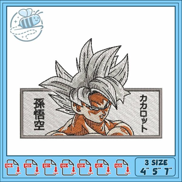 Goku white face art embroidery, goku figure​​ embroidery