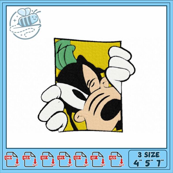 Goofy Embroidery Design in Three Sizes Available