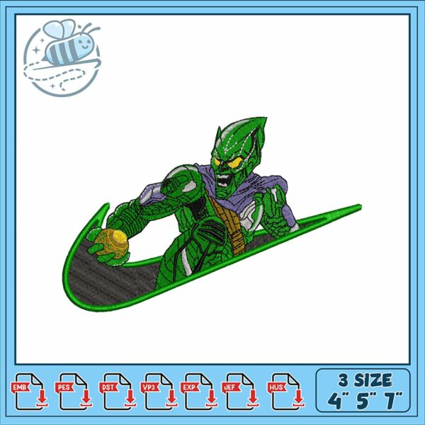 Green Superhero Embroidery Design for All Projects