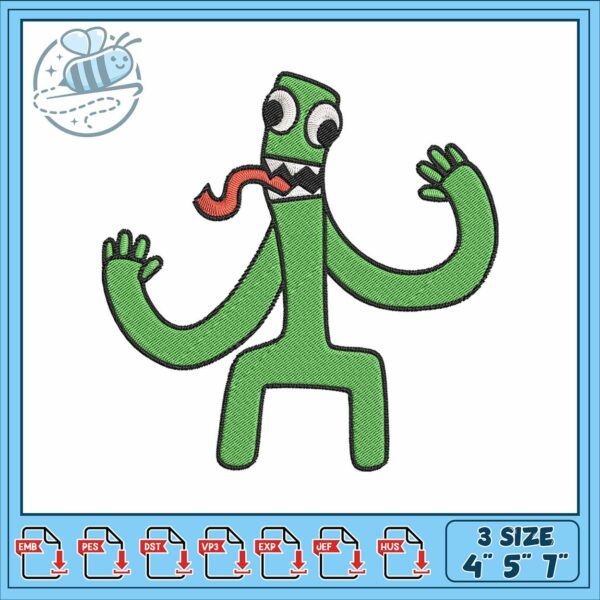 Green rainbow embroidery, rainbow friends green​ embroidery
