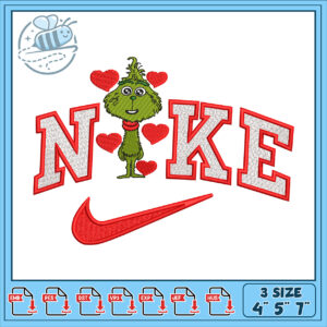 Grinch Inspired Nike Embroidery Design File 3 Sizes