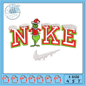 Grinch Inspired Nike Embroidery Design Pattern