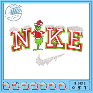 Grinch Nike Christmas Embroidery Design