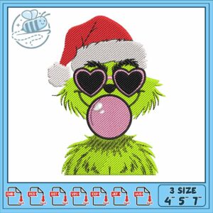 Grinchmas black glass embroidery, the grinch cartoon embroidery