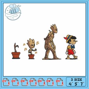 Groot growing cartoon embroidery