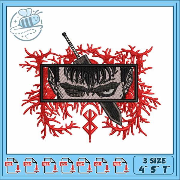 Guts eye art design embroidery, berserk anime​ embroidery