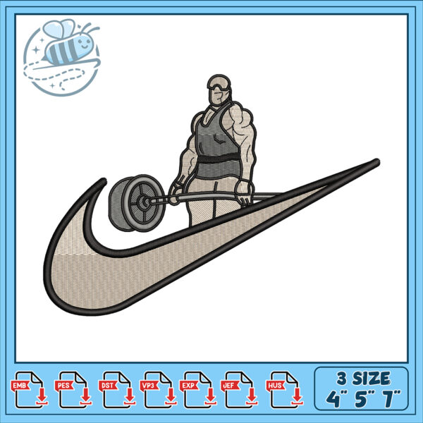 Gym Weightlifting Embroidery Design