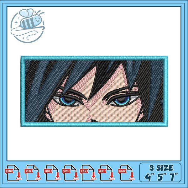 Gyuu anime art design embroidery, giyu tomioka​ embroidery