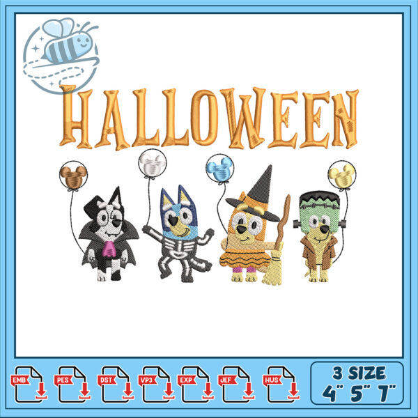 Halloween Embroidery Design with Fun Characters