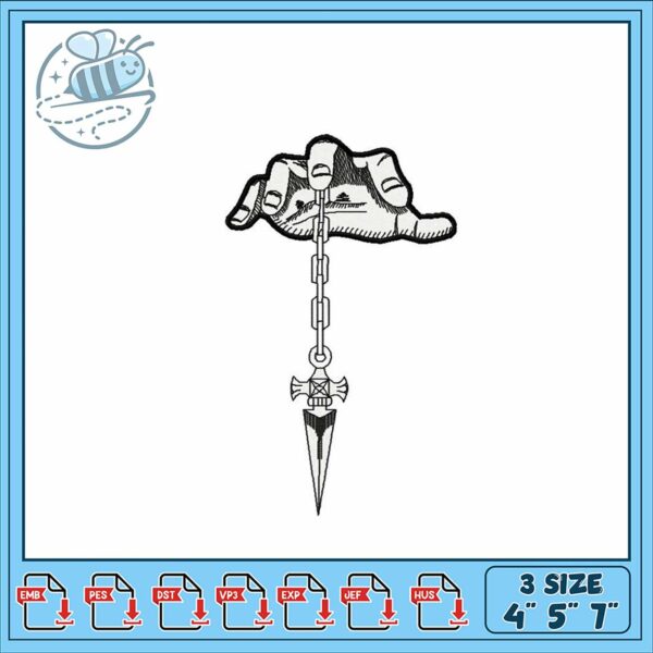 Hand Holding Compass Embroidery Design 3 Sizes