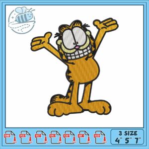Happy cat cartoon embroidery