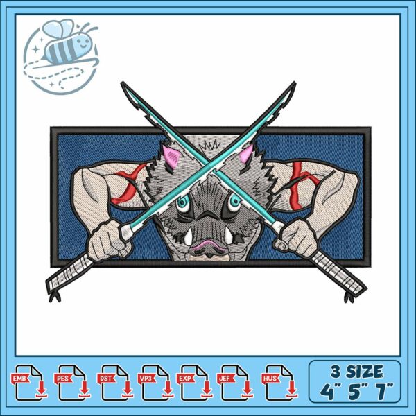 Hashibira inosuke design embroidery , demon slayer inosuke​​ embroidery