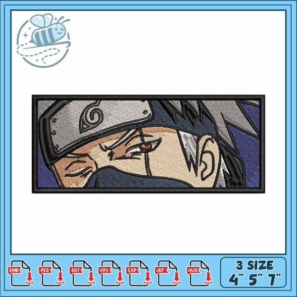 Hatake kakashi art design embroidery, kakashi hatake​​​ embroidery