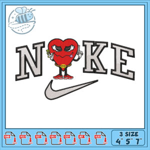 Heart Character Nike Embroidery Design for Crafts