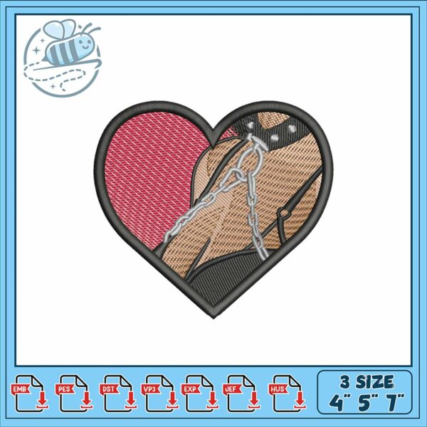 Heart Shaped Embroidery Design Chain and Colorful Art