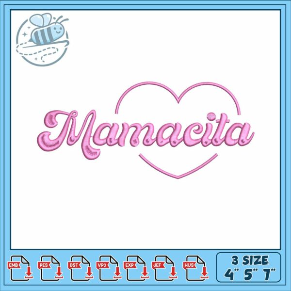 Heart mamacita embroidery, mamacita meaning​​ embroidery