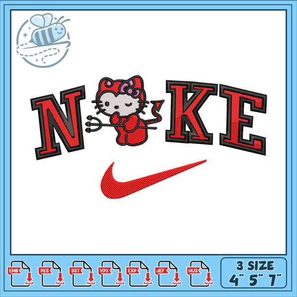 Hello Kitty Nike Embroidery Design 3 Sizes