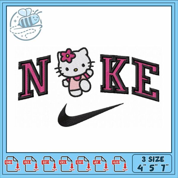 Hello Kitty Nike Embroidery Design in Three Sizes