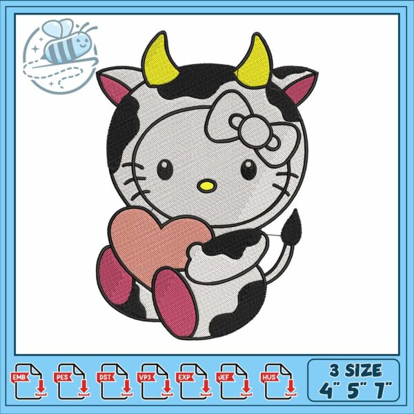 Hello kitcow embroidery, hello kitty stuff​​ ​embroidery