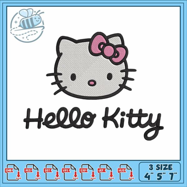 Hello kitty art logo embroidery, hello kitty costume embroidery