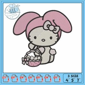 Hello kitty easter embroidery